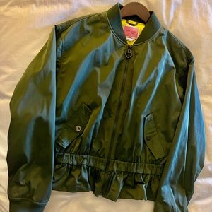 Kate Spade Olive Bomber Moto Jacket Size M